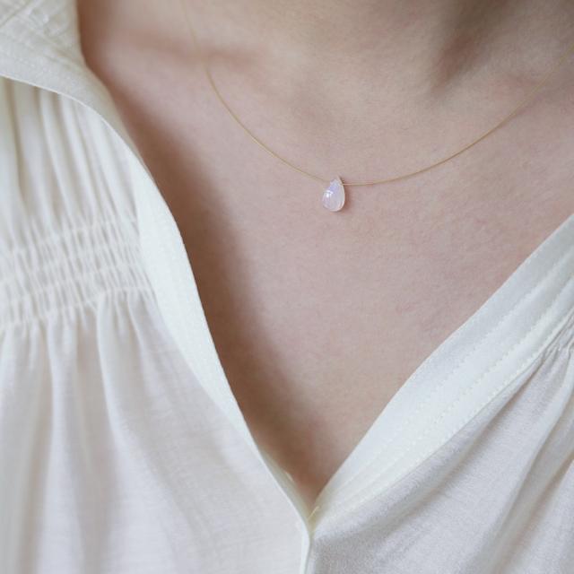 Dainty moonstone drop stainless steel choker necklace