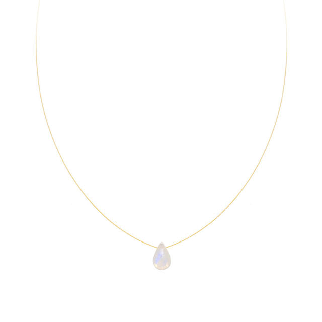 Dainty moonstone drop stainless steel choker necklace