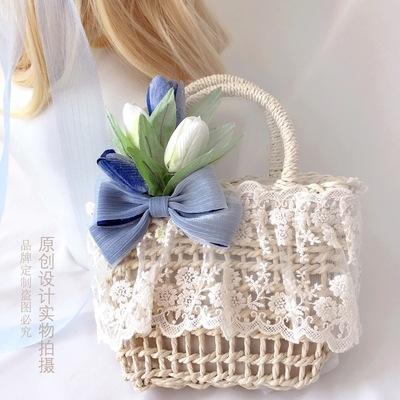 Sweet lolita summer flower boater hat