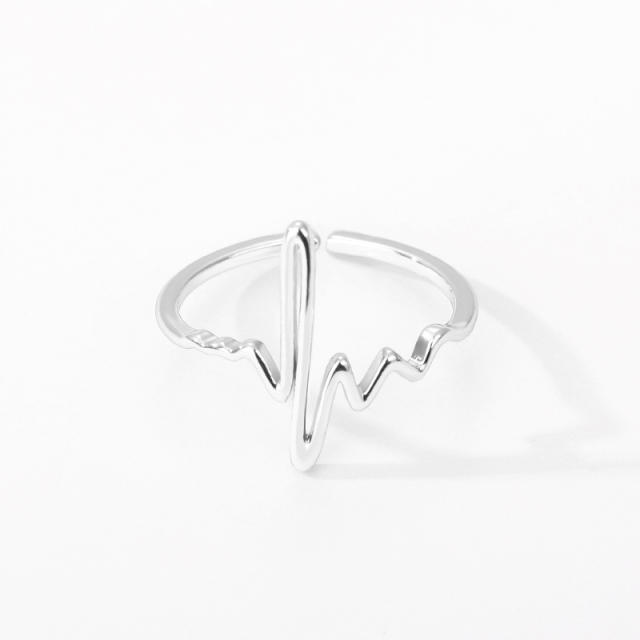 Personality stainless steel heartbead rings
