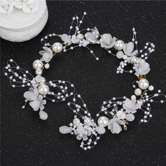 Spring design natural flower pearl bead headband