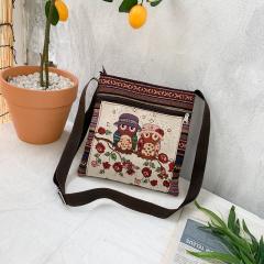 Casual national trend canvas crossbody bag
