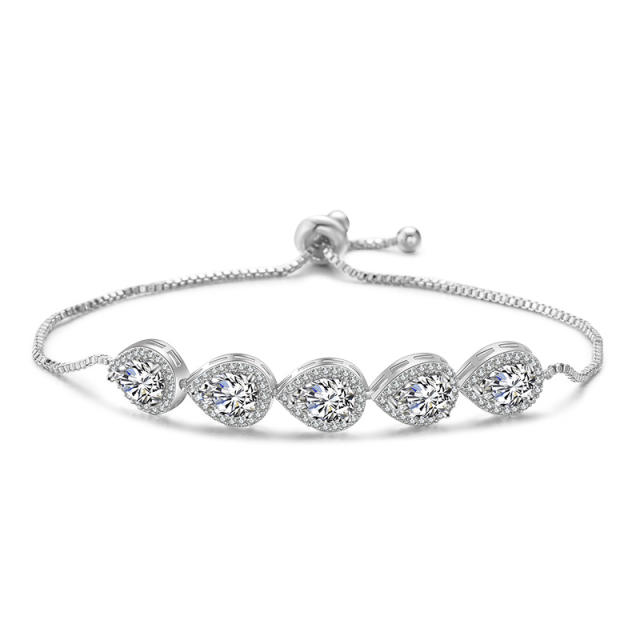 Delicate drop cubic zircon copper slide bracelet