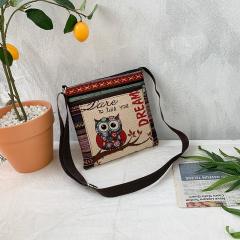 Casual national trend canvas crossbody bag
