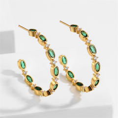 Occident fashion color cubic zircon gold plated copper hoop earrings