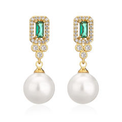 Chic design water pearl drop cubic zircon dangle earrings