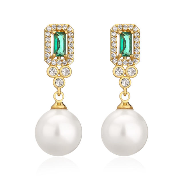 Chic design water pearl drop cubic zircon dangle earrings