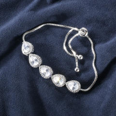 Delicate drop cubic zircon copper slide bracelet