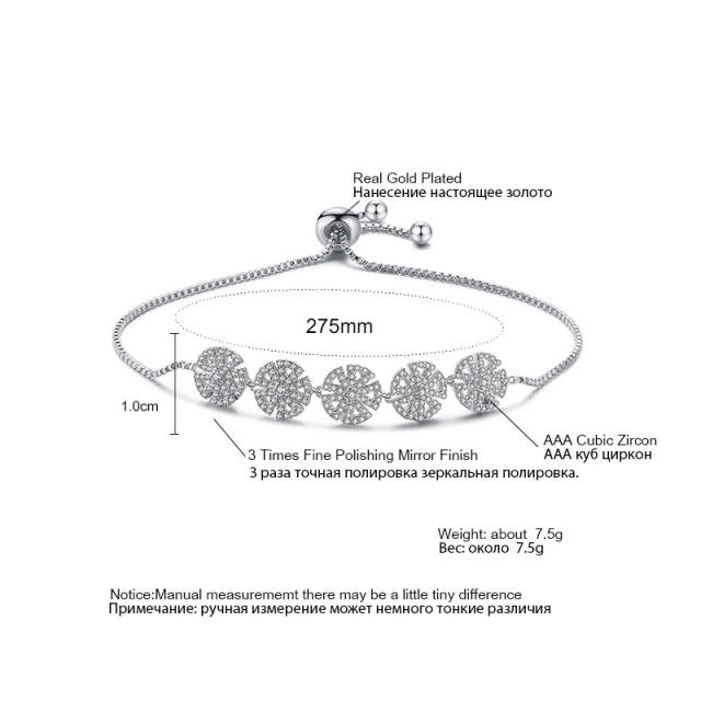 Delicate drop cubic zircon copper slide bracelet