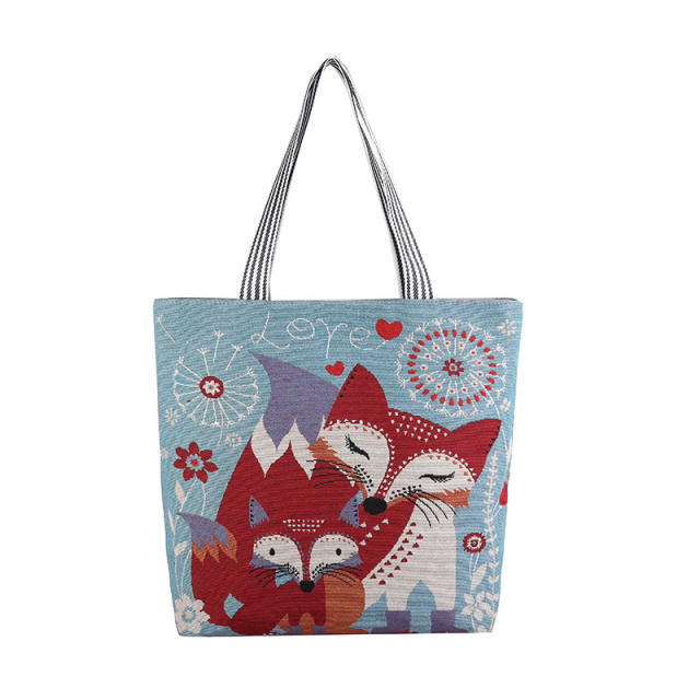National trend canvas large capacity tote bag shopping bag