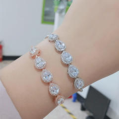 Delicate drop cubic zircon copper slide bracelet