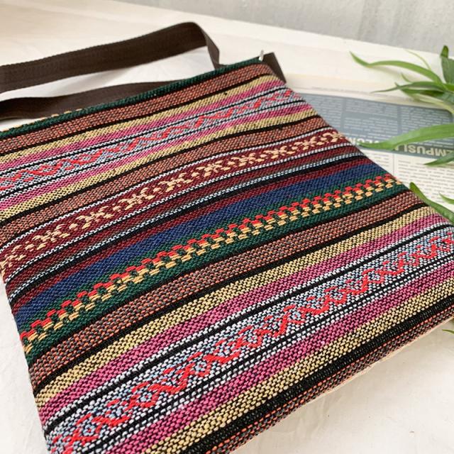 Casual national trend canvas crossbody bag