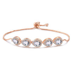 Delicate drop cubic zircon copper slide bracelet