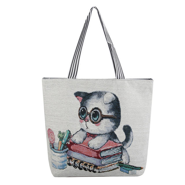 Korean fashion sweet cat canvas tote bag shopping bag