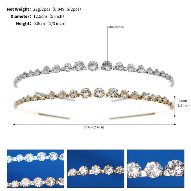 Elegant cubic zircon dainty headband set