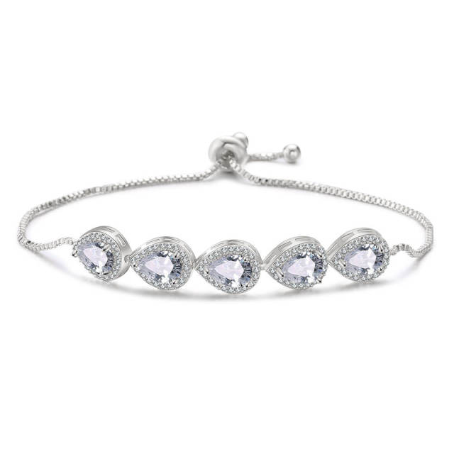 Delicate drop cubic zircon copper slide bracelet