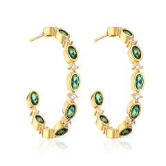 Occident fashion color cubic zircon gold plated copper hoop earrings