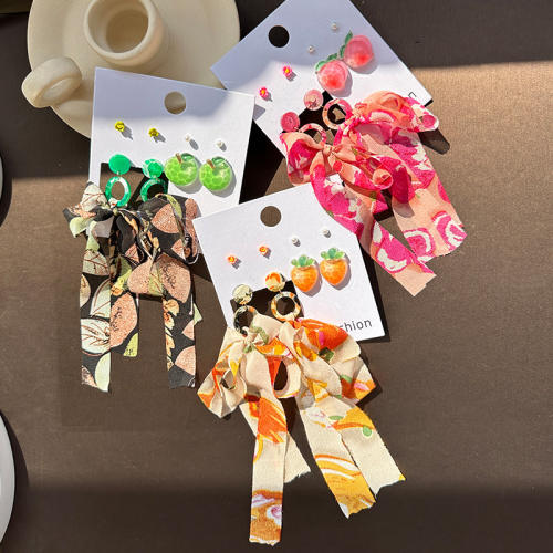 INS design boho trend fabric flower earrings set