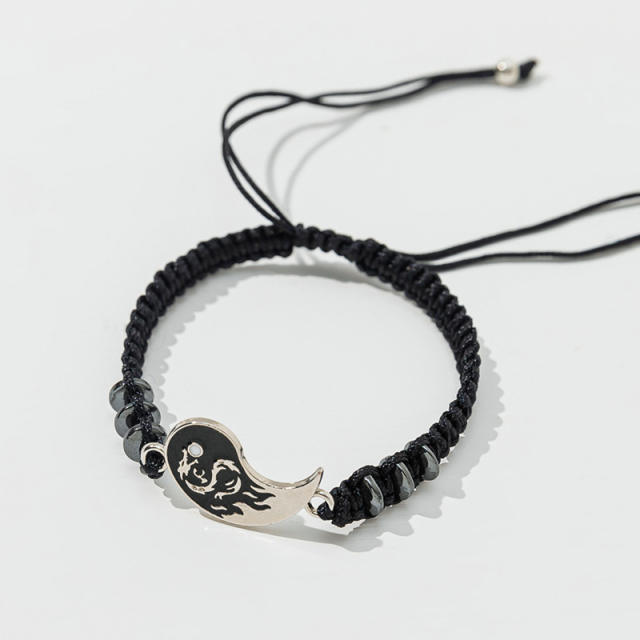Dragon totem matching heart couple bracelet
