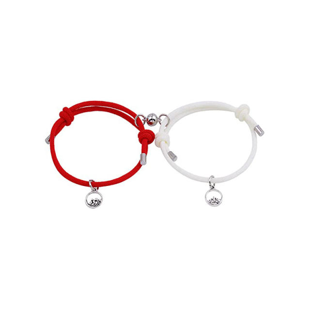Heart magnetic attraction charm red rope couple bracelet
