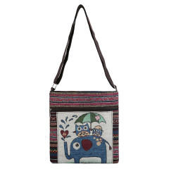 Casual national trend canvas crossbody bag