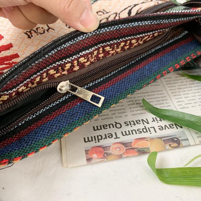 Casual national trend canvas crossbody bag