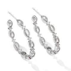 Occident fashion color cubic zircon gold plated copper hoop earrings