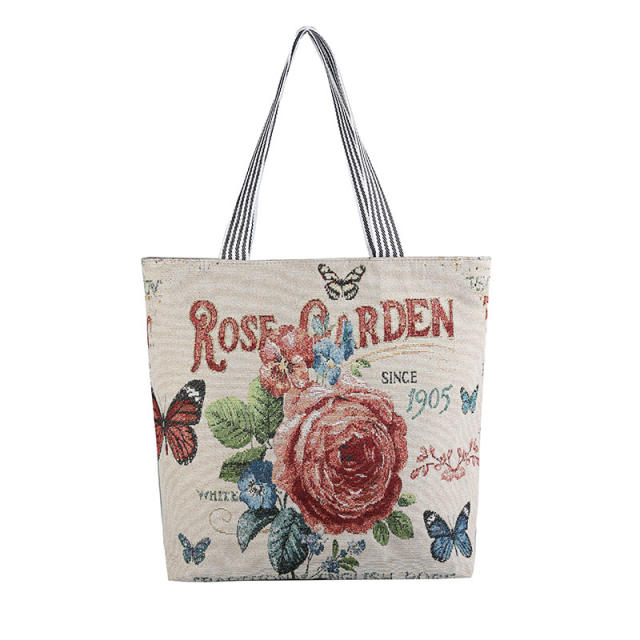 National trend canvas large capacity tote bag shopping bag