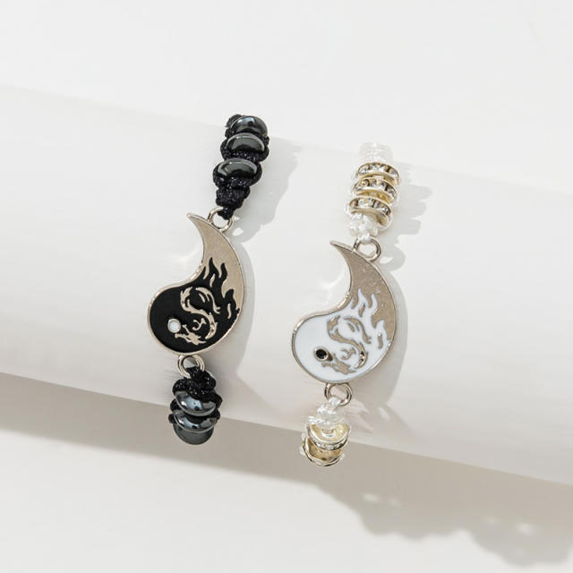 Dragon totem matching heart couple bracelet