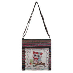 Casual national trend canvas crossbody bag