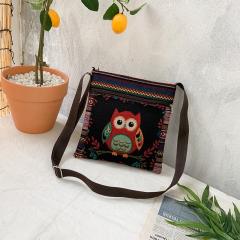 Casual national trend canvas crossbody bag
