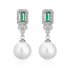 Chic design water pearl drop cubic zircon dangle earrings