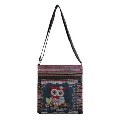 Casual national trend canvas crossbody bag