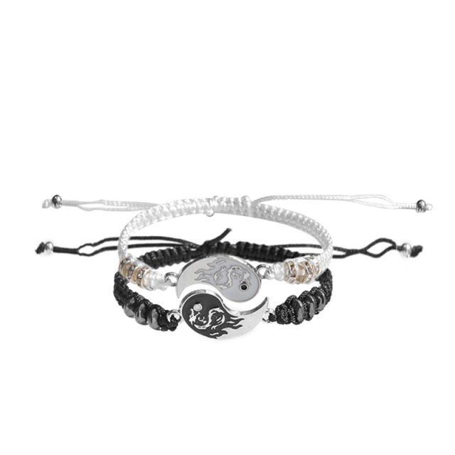 Dragon totem matching heart couple bracelet