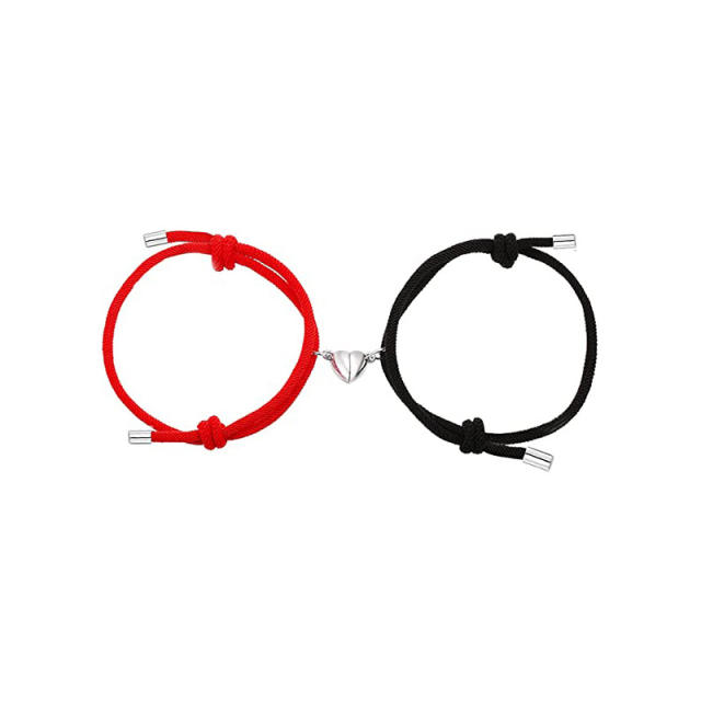 Heart magnetic attraction charm red rope couple bracelet