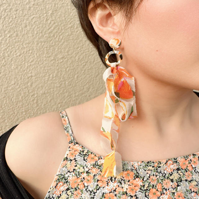 Personality handmade colorful fabric boho earrings