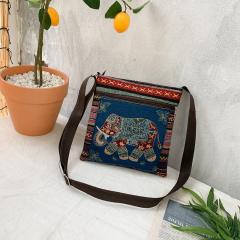 Casual national trend canvas crossbody bag