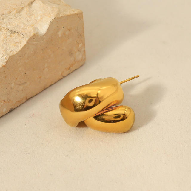 18K gold plated chunky stainless steel earrings