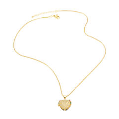 Popular rainbow cubic zircon clover heart pendant copper necklace