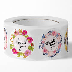 Spring colorful flower thank you stickers 500pcs