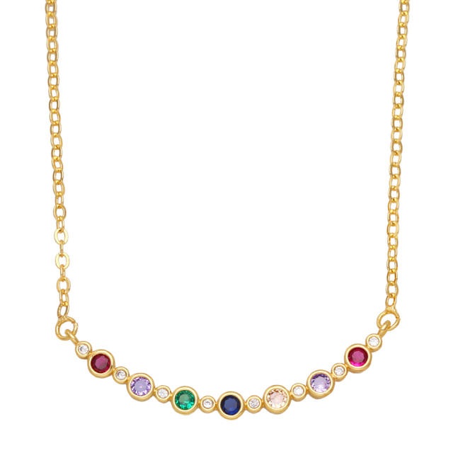 Concise color cubic zircon copper dainty necklace