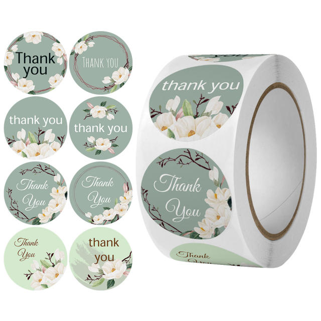 Light green color spring thank you stickers 500pcs