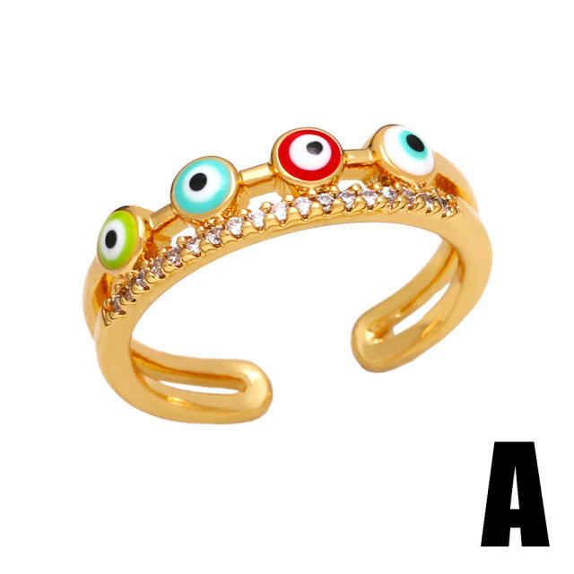 Personality evil eye enamel copper rings