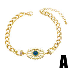 Vintage evil eye gold plated copper cuban chain bracelet