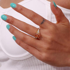 18K stainless steel oval cubic zircon rings