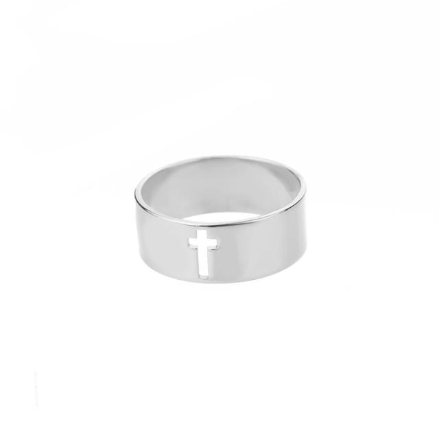 Hollow cross stainless steel ring band