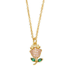 Luxury pave setting cubic zircon copper necklace