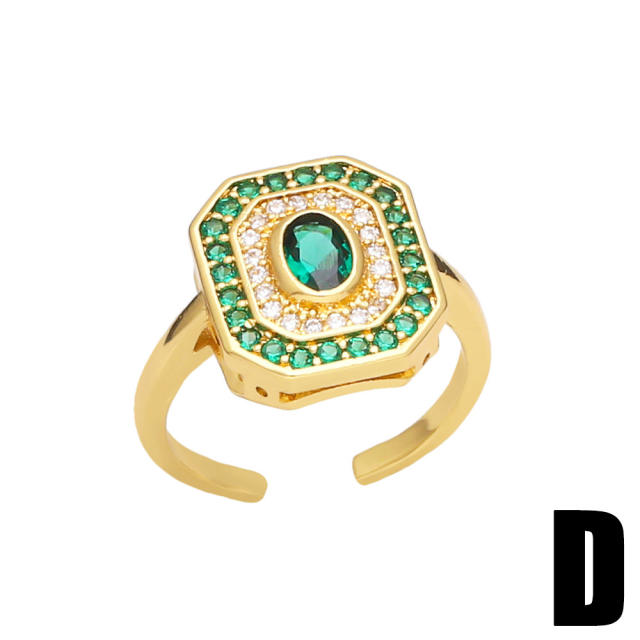 Elegant emerald statement butterfly copper rings