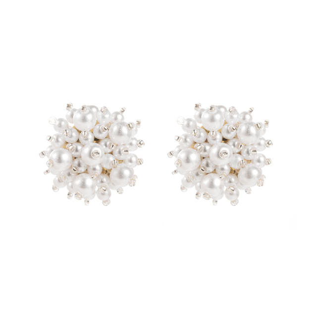 Elegant pearl ball studs earrings