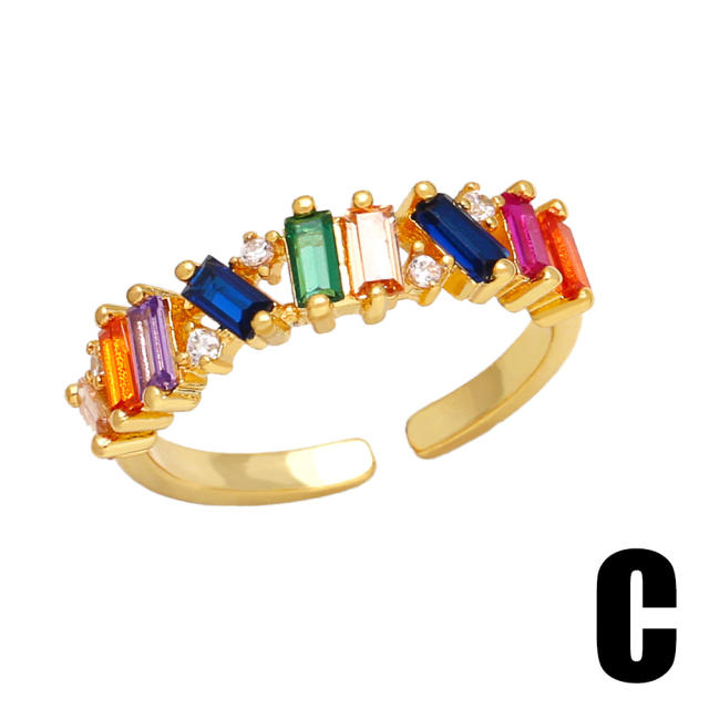 Popular rainbow cubic zircon copper rings